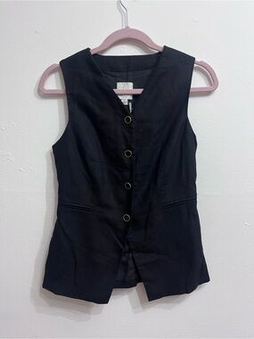 Joie Black Button-Front Sleeveless Vest